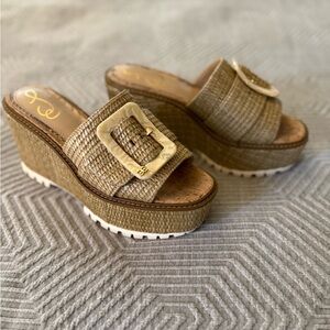 Sam Edelman Beige Woven Wedges